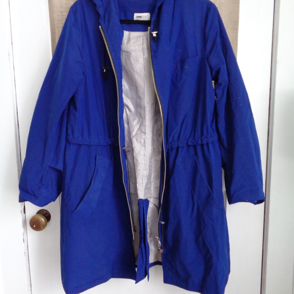 Jane Post Bright Blue Rain Jacket - image 6